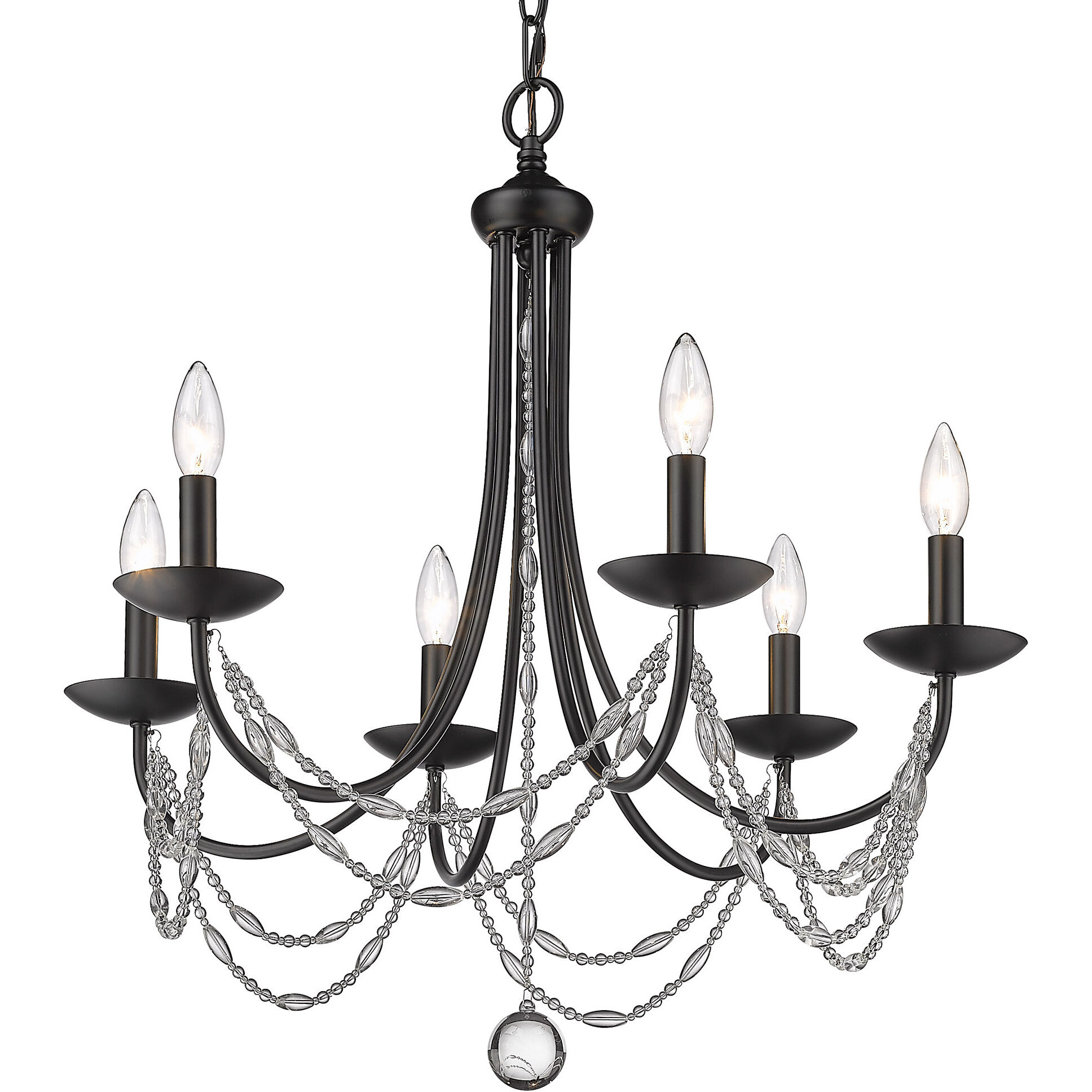 Mirabella 25 inch 60.00 watt Matte Black Chandelier Ceiling Light in No Shade