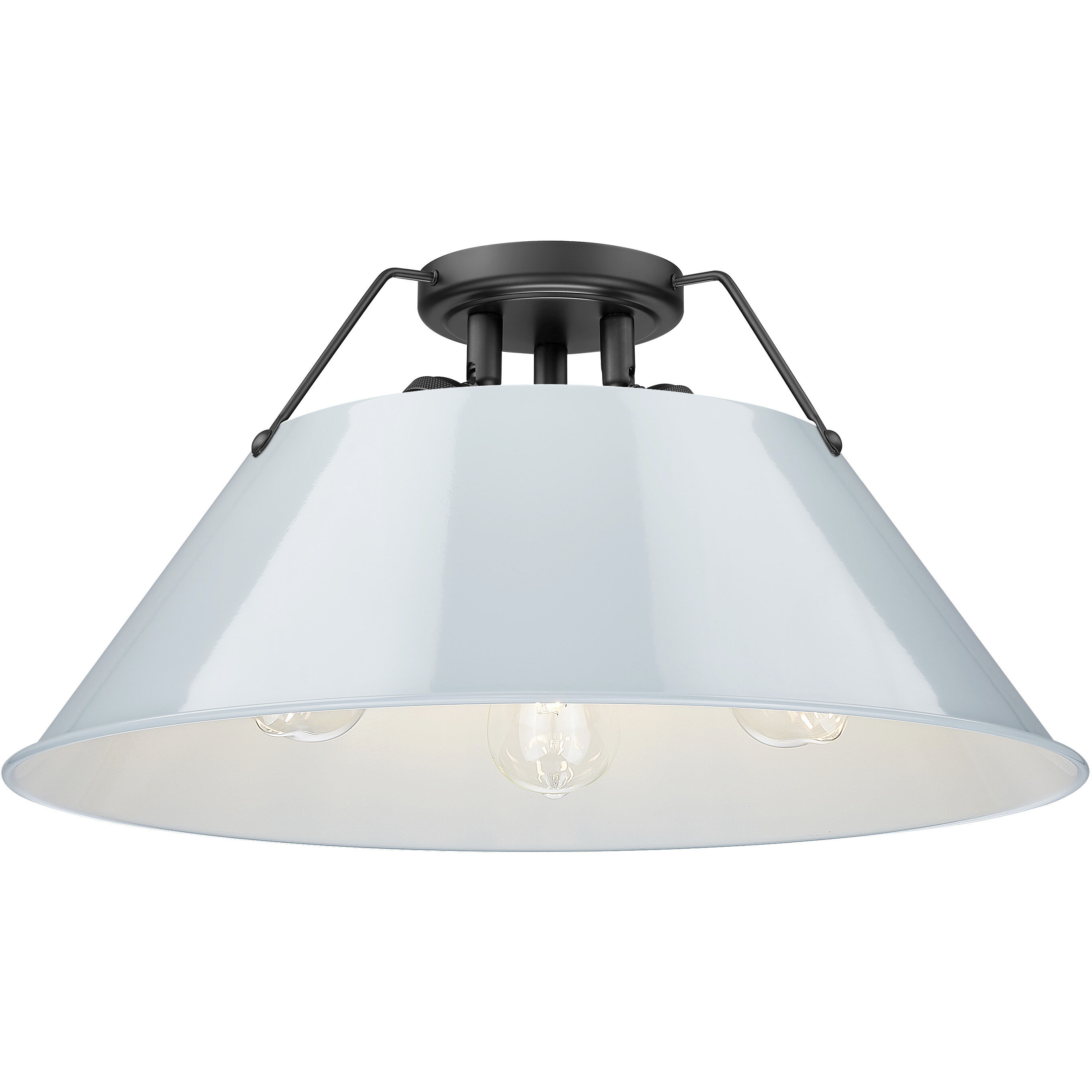 Yep Orwell 3 Light 18.75 inch Matte Black Flush Mount Ceiling Light in Dusky Blue