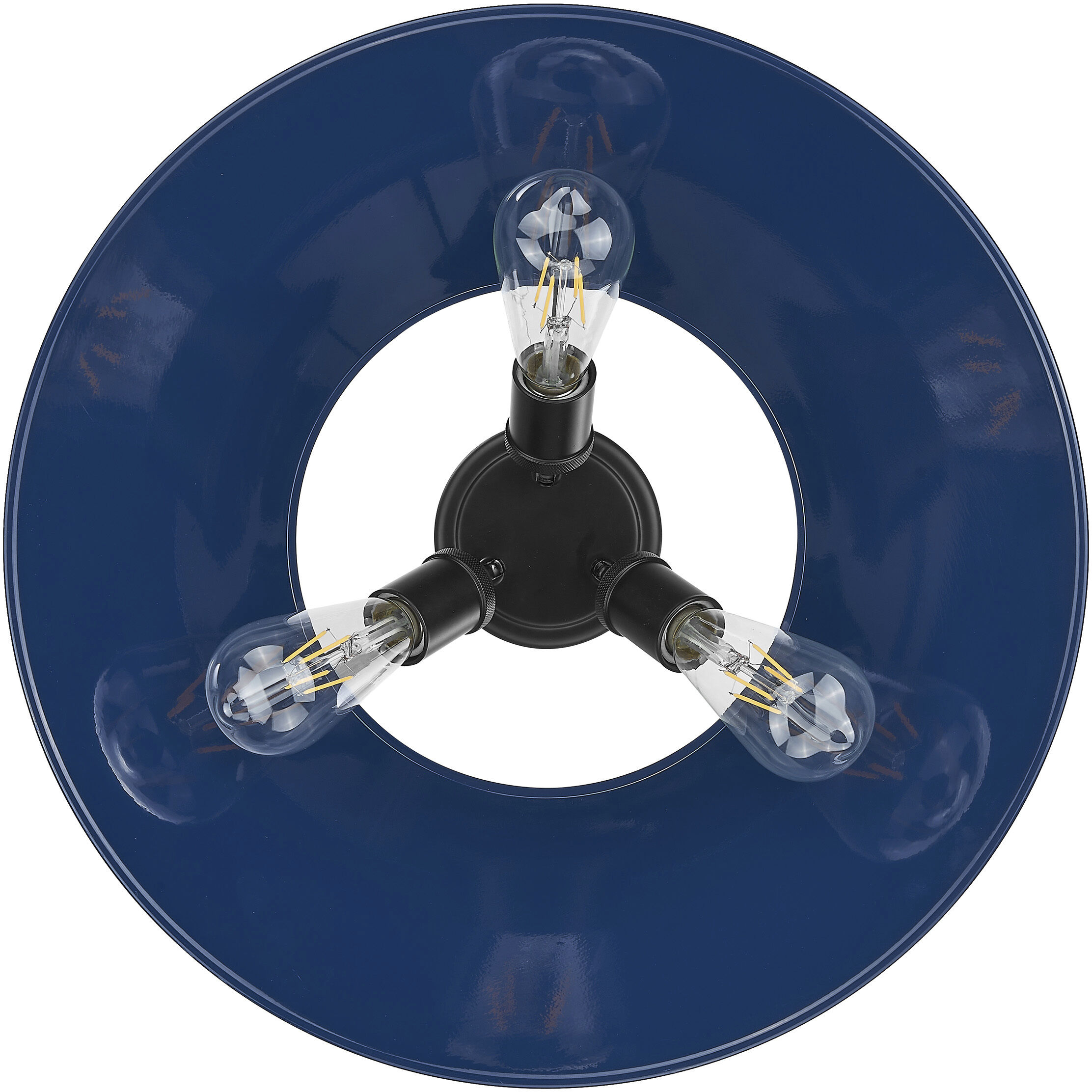 Yep Orwell 3 Light 18.75 inch Matte Black Flush Mount Ceiling Light in Navy