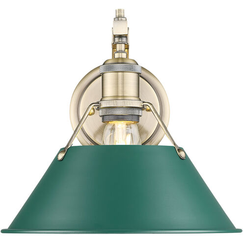 Orwell Wall Sconce Wall Light in Aged Brass, Pine Green