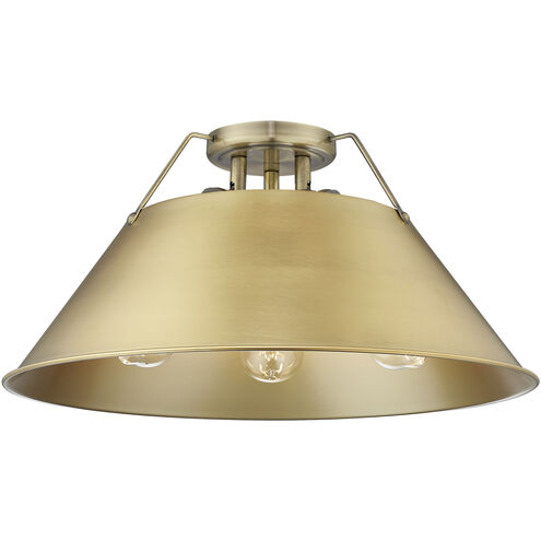 Orwell 3 Light 18.75 inch Aged Brass Flush Mount Ceiling Light in Brushed Champagne Bronze