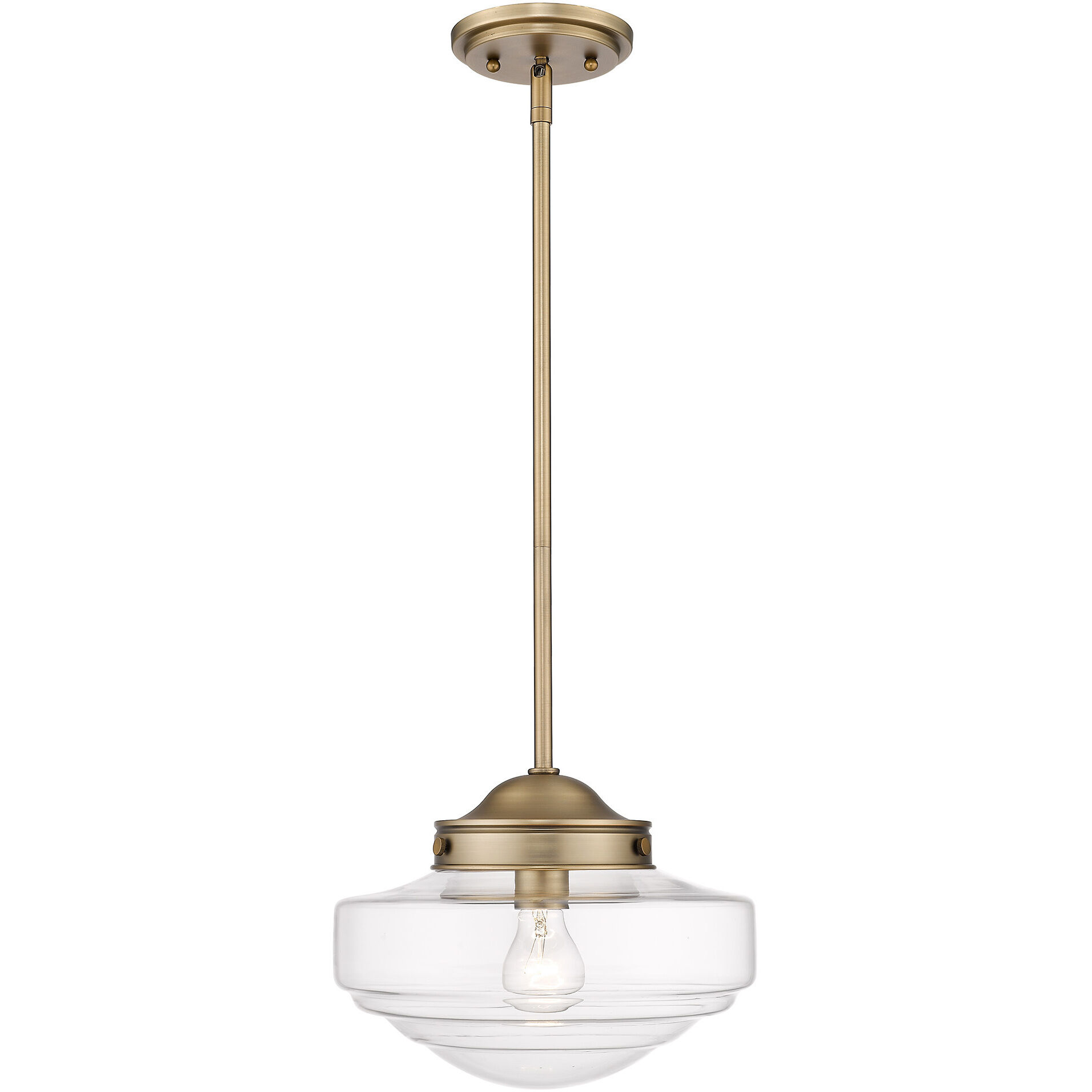 Ingalls 1 Light 12 inch Modern Brass Pendant Ceiling Light in Clear Glass, Medium