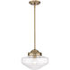 Ingalls 1 Light 12 inch Modern Brass Pendant Ceiling Light in Clear Glass, Medium