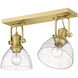 Yep Hines 2 Light 17.88 inch Brushed Champagne Brass Semi-Flush Mount Ceiling Light in Seeded Glass