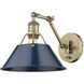 Orwell 1 Light 10 inch Aged Brass Articulating Wall Sconce Wall Light in Navy, Adjustable
