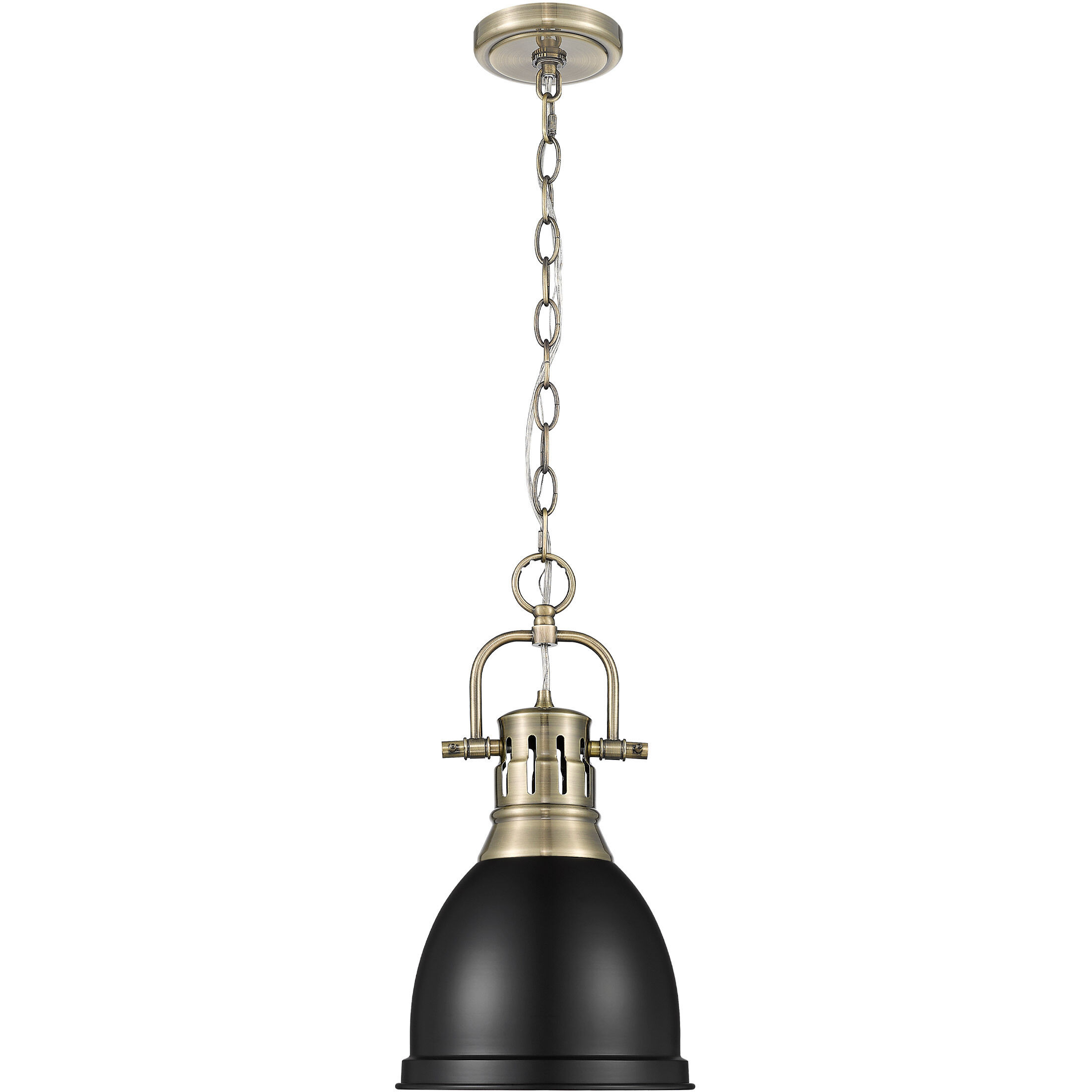 Yep Duncan 1 Light 8.88 inch Aged Brass Pendant Ceiling Light in Matte Black, Small