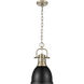 Yep Duncan 1 Light 8.88 inch Aged Brass Pendant Ceiling Light in Matte Black, Small