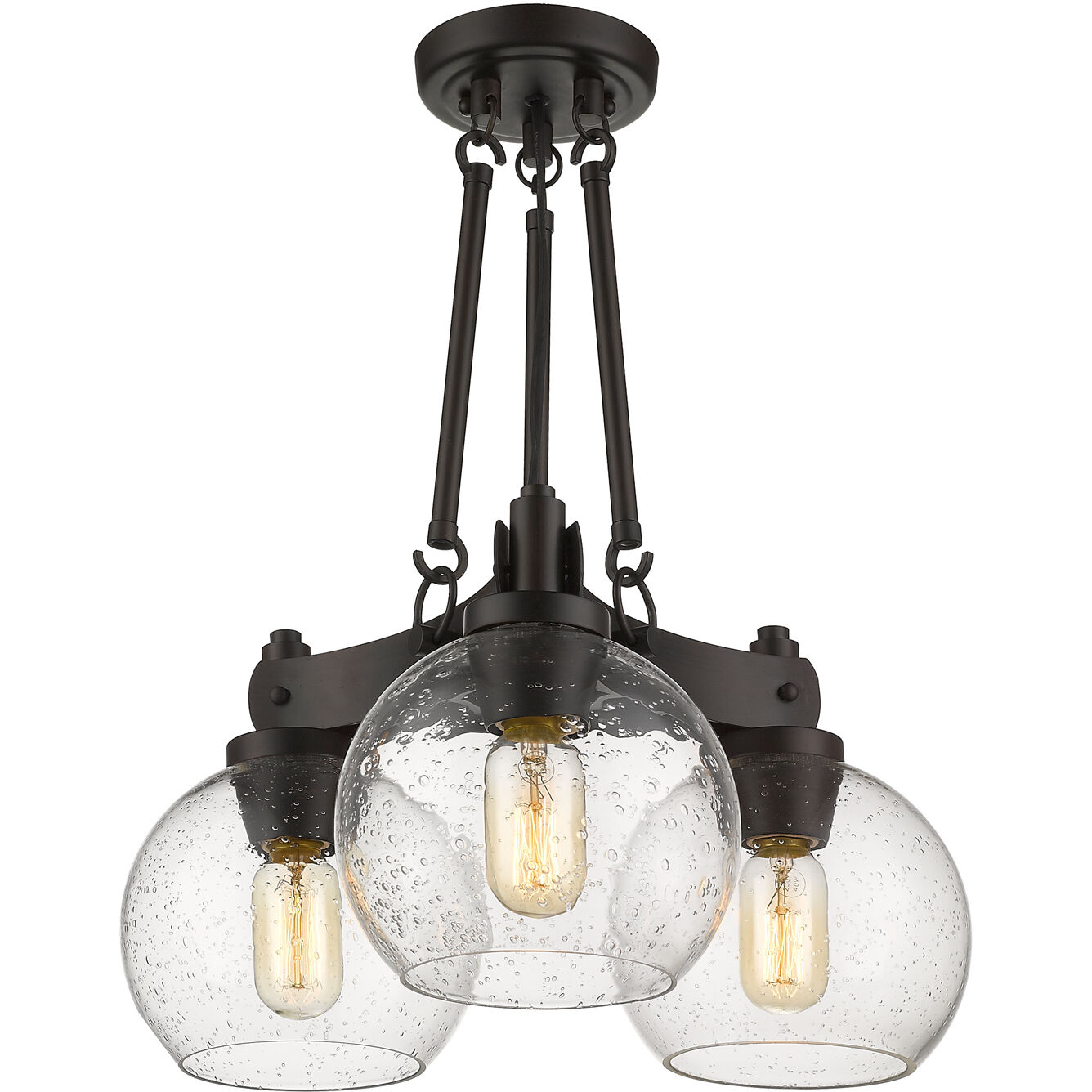 Galveston 3 Light 18 inch Rubbed Bronze Semi-Flush Mount Ceiling Light, Convertible