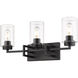 Tribeca 3 Light 23 inch Matte Black Bath Vanity Wall Light in Matte Black/Matte Black