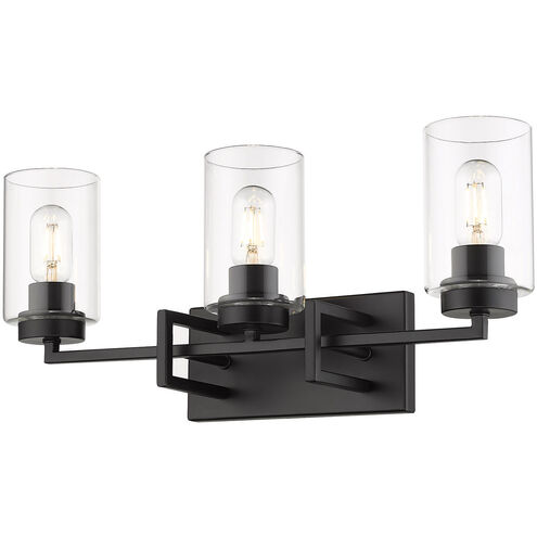 Tribeca 3 Light 23 inch Matte Black Bath Vanity Wall Light in Matte Black/Matte Black
