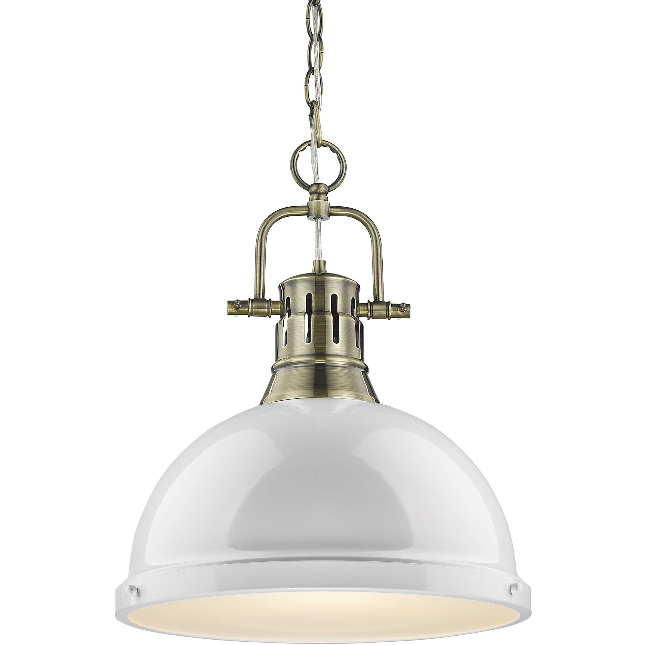 Yep Duncan Pendant Ceiling Light in Aged Brass, White, Large