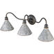 Jasper 3 Light 34 inch Antique Black Iron Vanity Light Wall Light