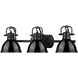 Yep Duncan Vanity Wall Light in Matte Black, Black