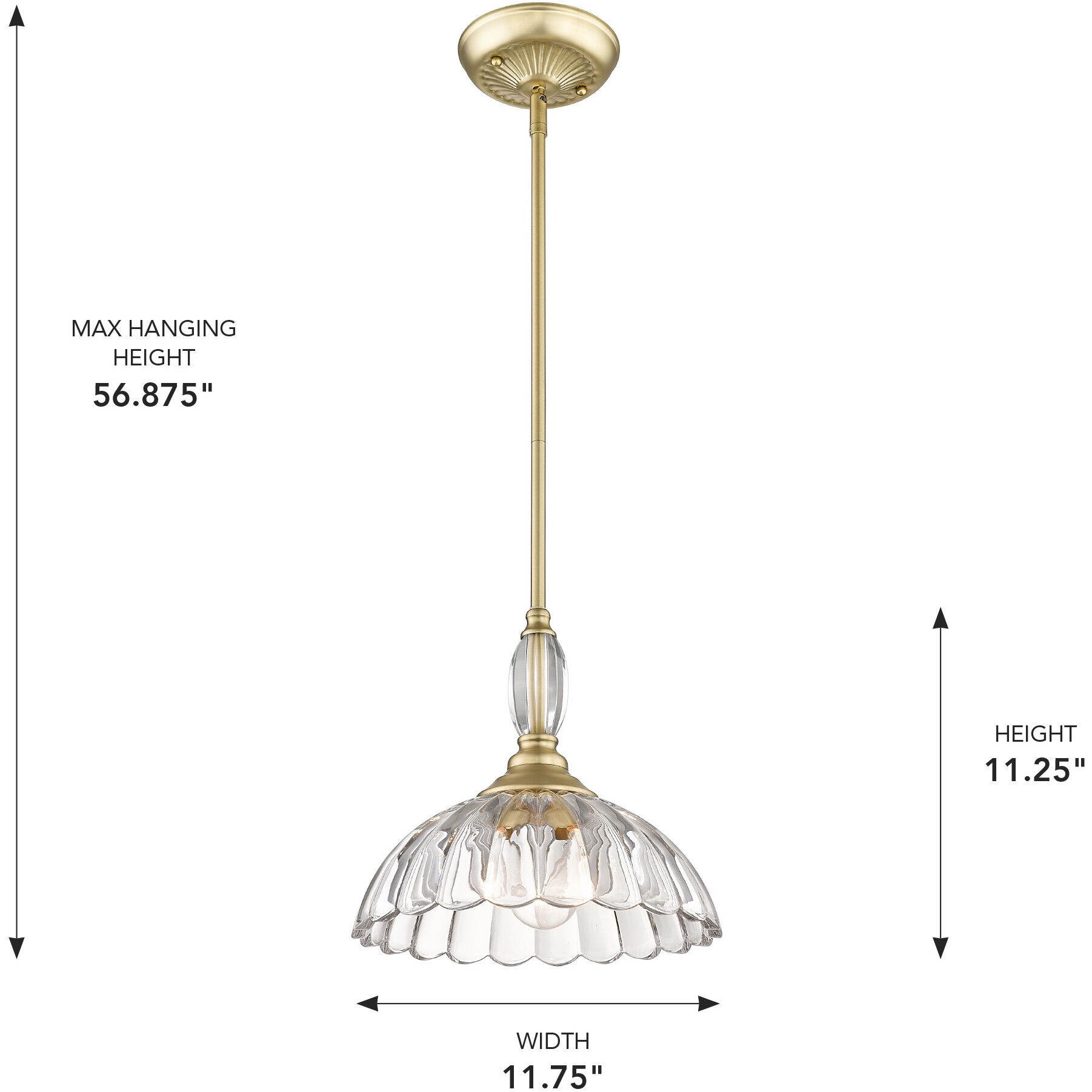 Audra 1 Light 11.75 inch Brushed Champagne Brass Pendant Ceiling Light