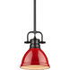 Duncan 1 Light 7 inch Matte Black Mini Pendant Ceiling Light in Red