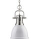 Yep Duncan 1 Light 8.88 inch Pewter Pendant Ceiling Light in White, Small