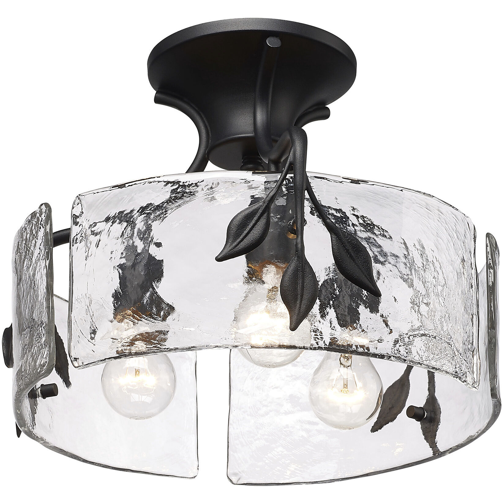 Calla 3 Light 15.13 inch Natural Black Semi-Flush Mount Ceiling Light