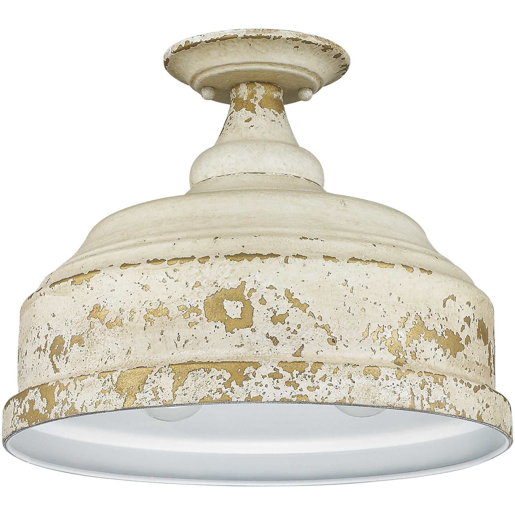 Keating 3 Light 13.75 inch Antique Ivory Semi-Flush Mount Ceiling Light