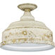 Keating 3 Light 13.75 inch Antique Ivory Semi-Flush Mount Ceiling Light