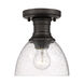 Hines 1 Light 7 inch Rubbed Bronze Semi-flush Ceiling Light in Seeded Glass