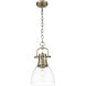 Yep Duncan 1 Light 8.88 inch Aged Brass Pendant Ceiling Light in Clear Glass