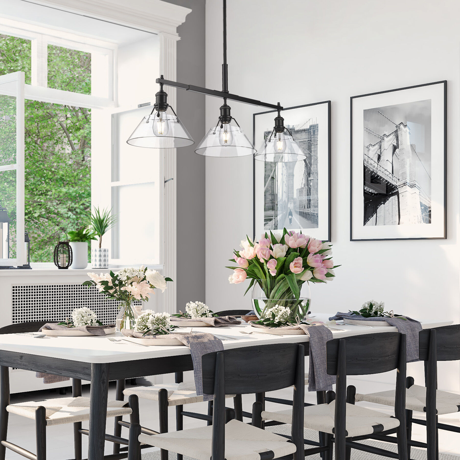 Yep Orwell Island Light Ceiling Light in Matte Black, Clear Glass