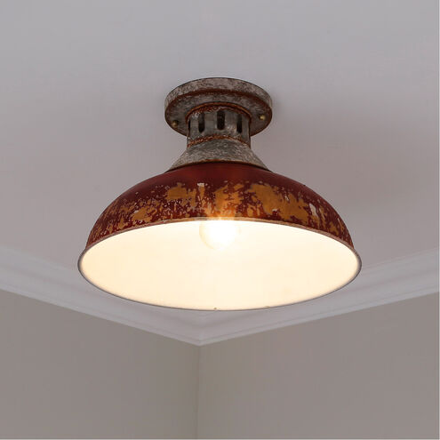 Kinsley 1 Light 14 inch Aged Galvanized Steel Semi-flush Ceiling Light in Red