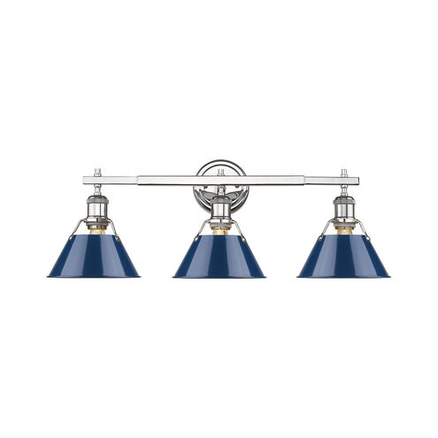 Orwell 3 Light 27 inch Chrome Bath Vanity Wall Light in Navy