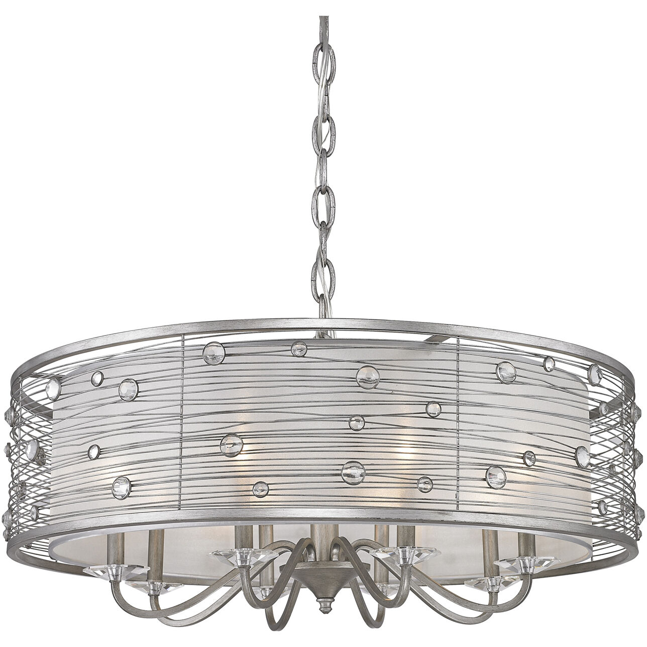Joia 33.5 inch 60.00 watt Peruvian Silver Chandelier Ceiling Light, Large