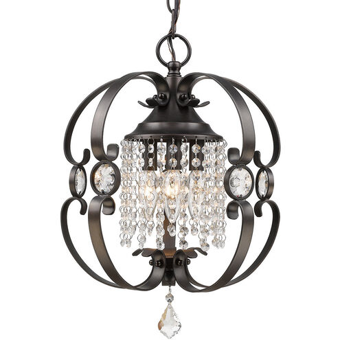 Ella 3 Light 14 inch Brushed Etruscan Bronze Mini Chandelier Ceiling Light, Mini