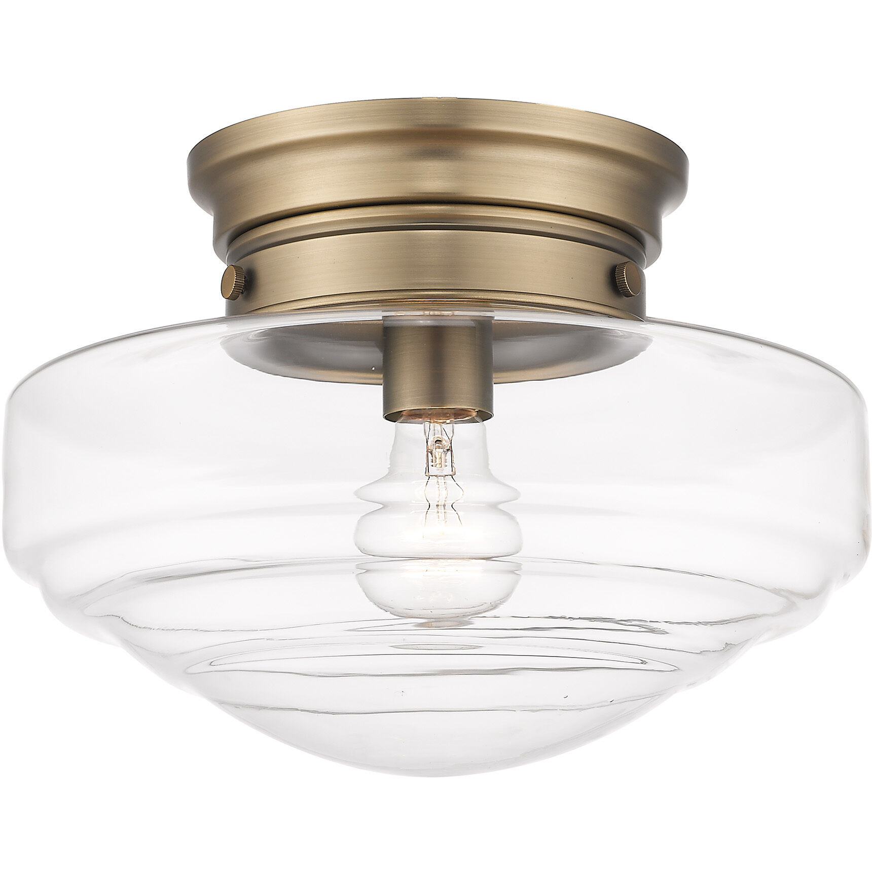 Ingalls 1 Light 12 inch Modern Brass Semi-Flush Mount Ceiling Light in Clear Glass