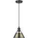Orwell 1 Light 7.5 inch Matte Black Pendant Ceiling Light in Aged Brass