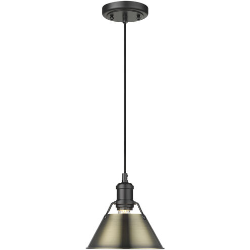 Orwell 1 Light 7.5 inch Matte Black Pendant Ceiling Light in Aged Brass