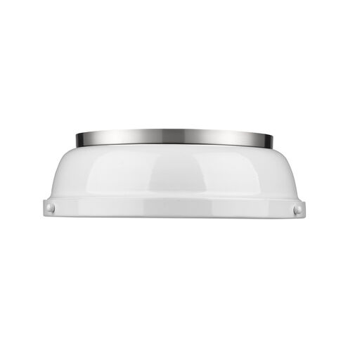 Duncan 2 Light 14 inch Pewter Flush Mount Ceiling Light in White, Damp