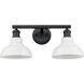 Yep Carver Vanity Wall Light in Matte Black, Vintage Milk Glass