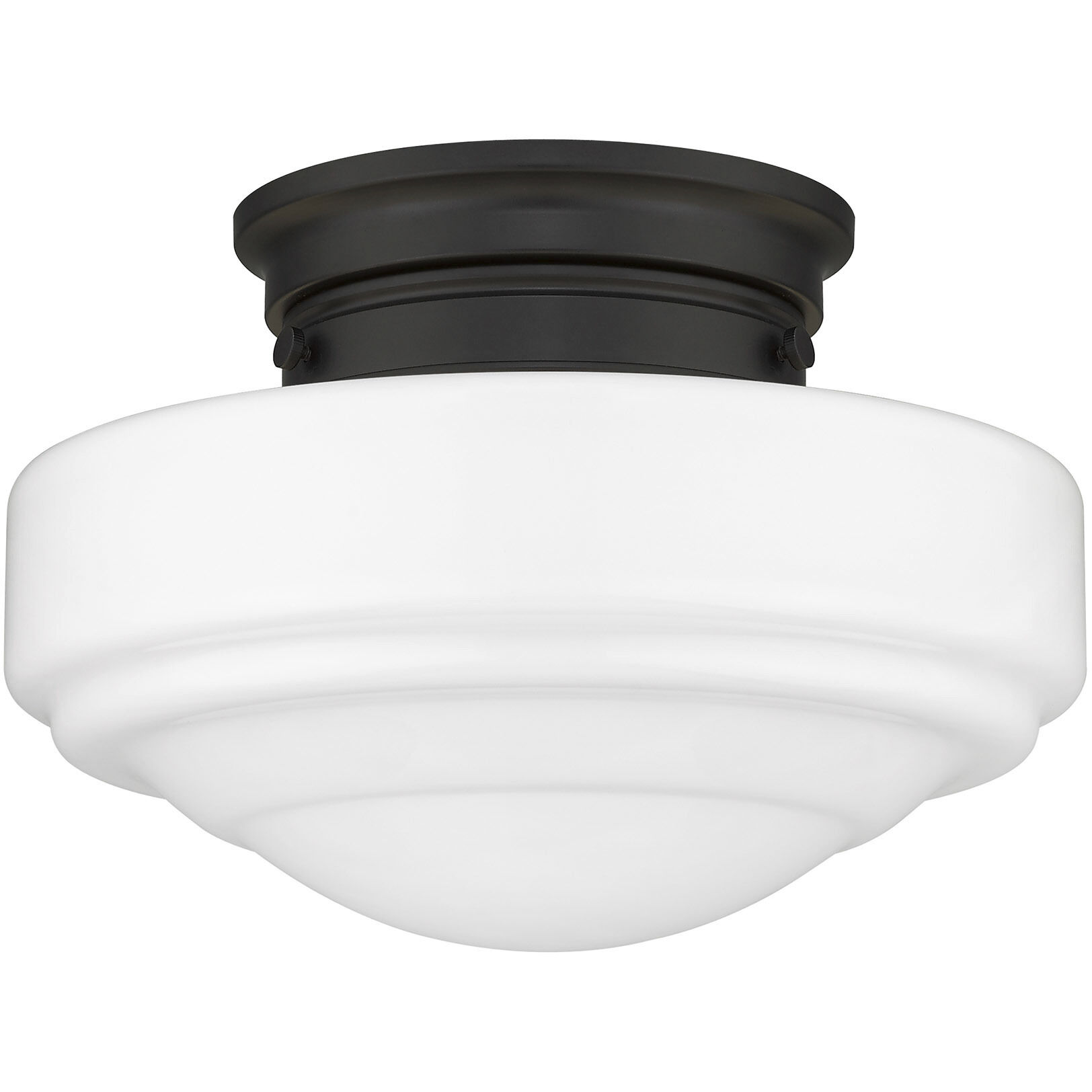 Ingalls 1 Light 12 inch Matte Black Semi-Flush Mount Ceiling Light in Vintage Milk Glass
