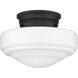 Ingalls 1 Light 12 inch Matte Black Semi-Flush Mount Ceiling Light in Vintage Milk Glass