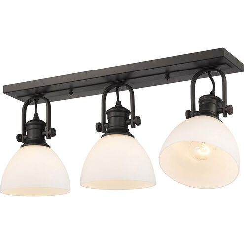 Hines 3 Light 25 inch Rubbed Bronze Semi-flush Ceiling Light in Opal Glass, Damp