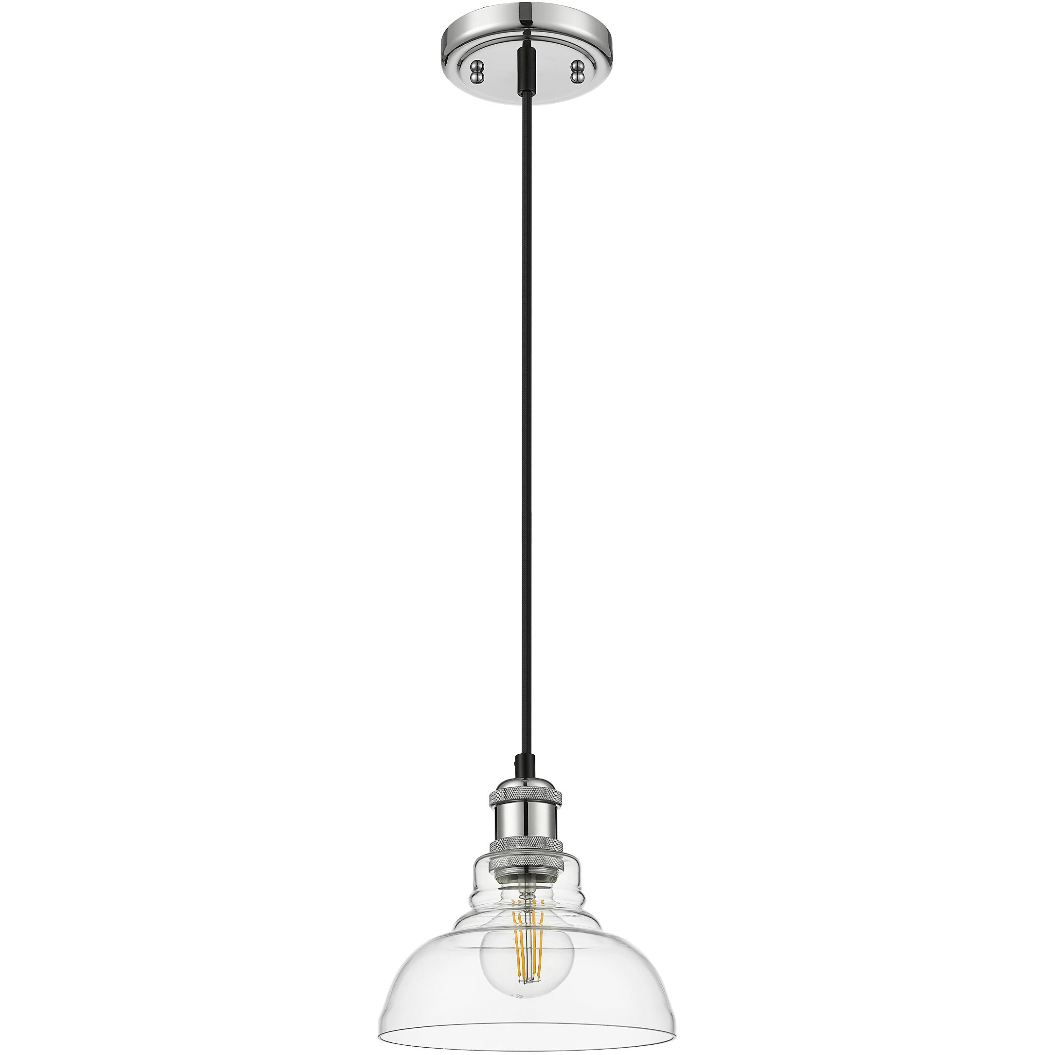 Yep Carver 1 Light 7.5 inch Chrome Pendant Ceiling Light in Clear Glass