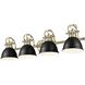 Duncan 4 Light 33.5 inch Aged Brass Bath Vanity Light Wall Light in Matte Black