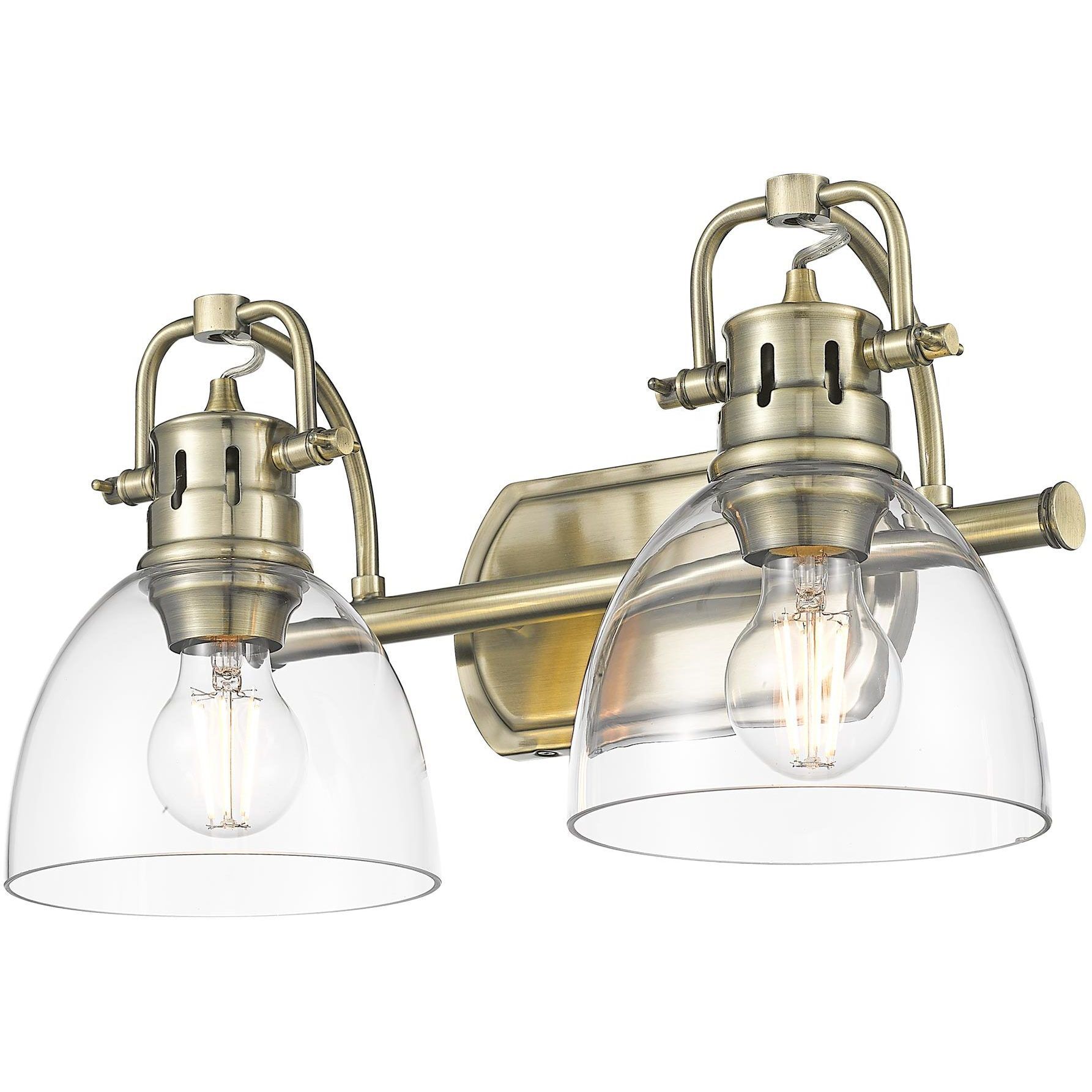 Yep Duncan Vanity Wall Light in Aged Brass, Clear Glass