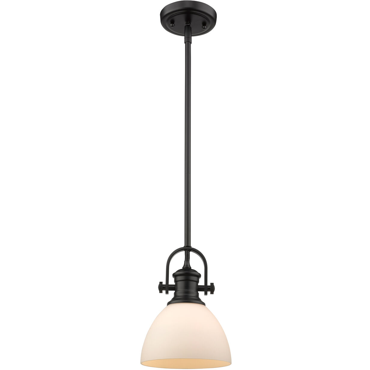 Yep Hines Pendant Ceiling Light in Matte Black, Opal Glass