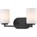 Manhattan 2 Light 16 inch Matte Black Bath Vanity Wall Light