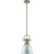 Yep Duncan Pendant Ceiling Light in Aged Brass, Seafoam, Small