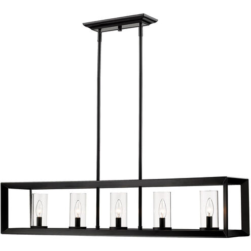 Smyth 5 Light 41 inch Matte Black Linear Pendant Ceiling Light in Clear Glass