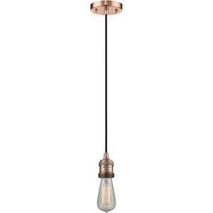 Franklin Restoration Bare Bulb 1 Light 2 inch Antique Copper Mini Pendant Ceiling Light, Franklin Restoration