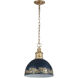 Alison 1 Light 12 inch Vintage Gold Pendant Ceiling Light in Antique Matte Navy