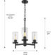 Winslett 3 Light 19.5 inch Matte Black Chandelier Ceiling Light, Mini