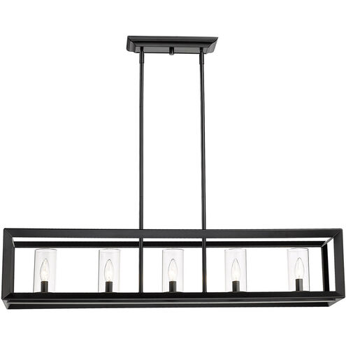Smyth 5 Light 41 inch Matte Black Linear Pendant Ceiling Light in Clear Glass
