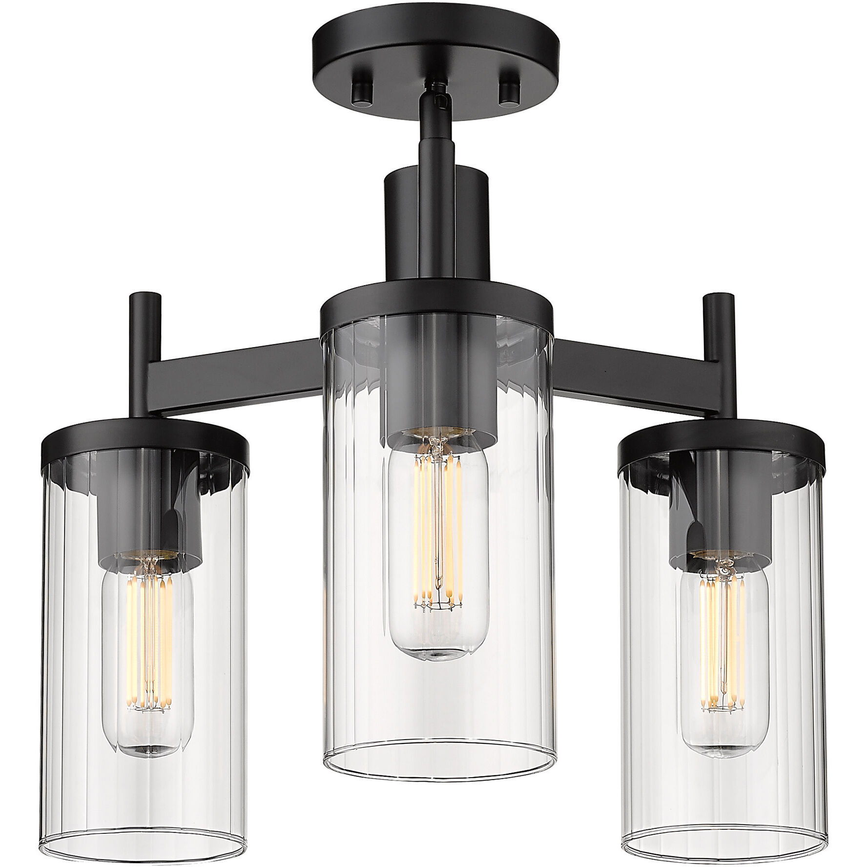 Winslett 3 Light 16.5 inch Matte Black Semi-Flush Mount Ceiling Light, Damp